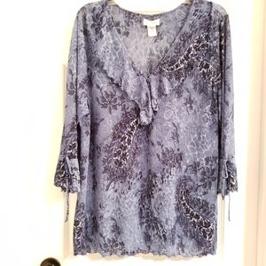 Avenue plus size blouse blue paisley